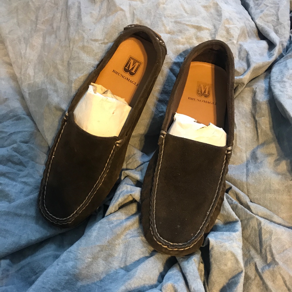 Black Bruno Magli Slip Ons Suede